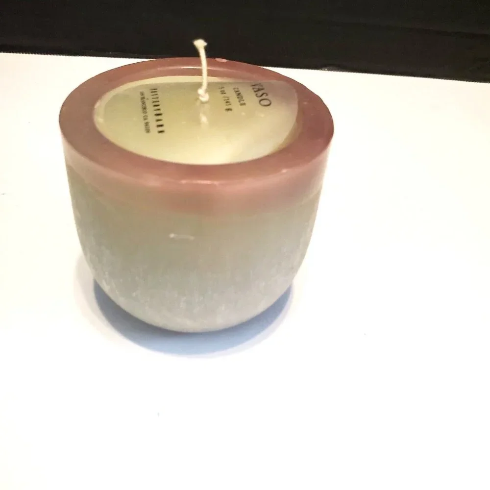 Rare Pottery Barn VASO Single Wick Candle 5oz Light Green Brown New Unlit